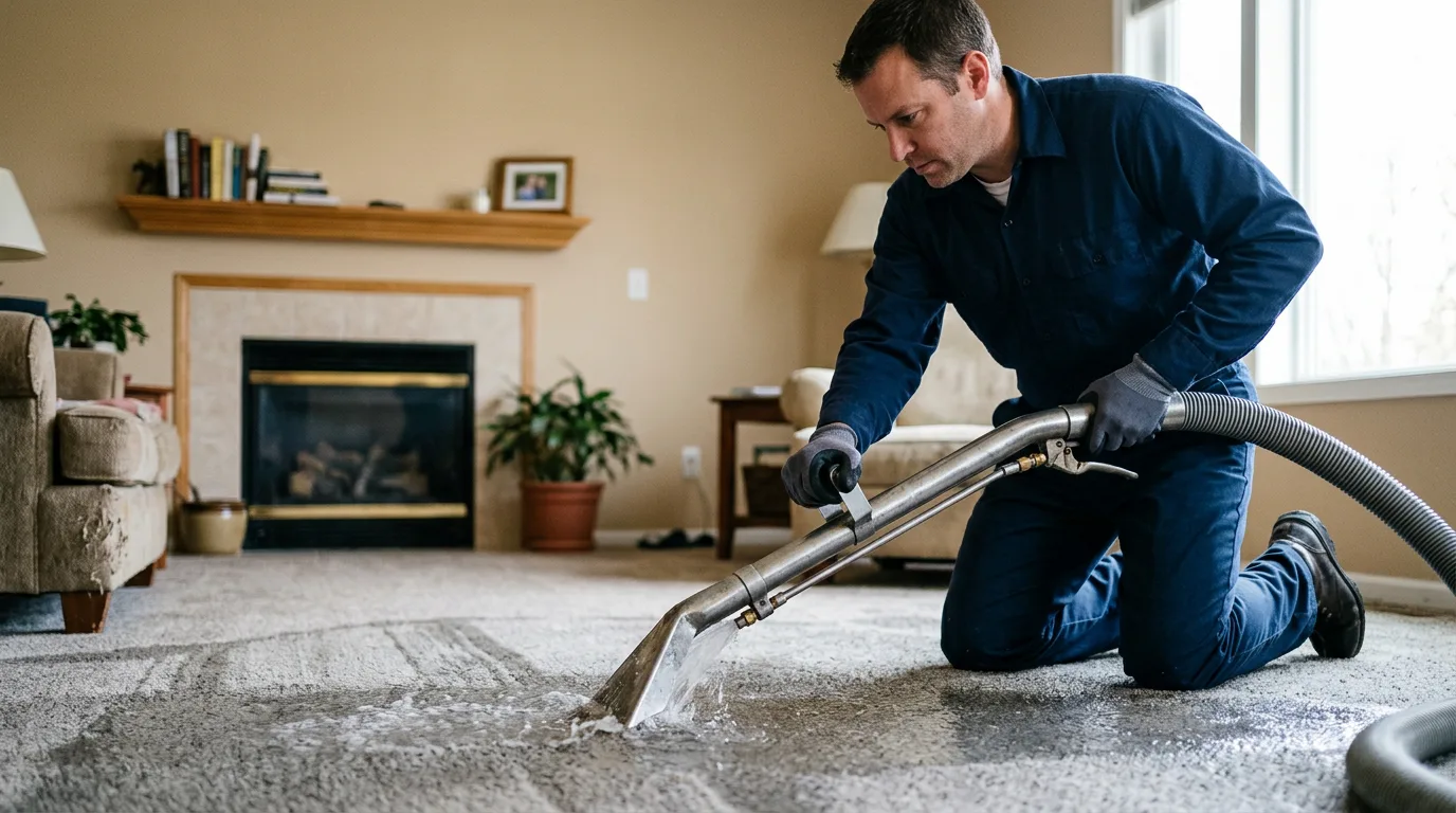 Water damage restoration technician working near Sioux Center, IA